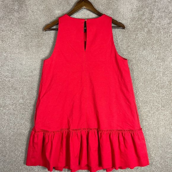 Banana Republic Mini Dress Petite Size 12P Red Sleeveless Ponte Knit Ruffle Hem - Picture 11 of 12